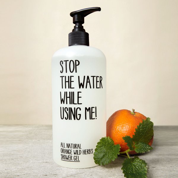 Shower gel. Надпись Shower Gel. Stop Water while using me.