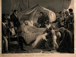 V0006858 The death of Napoleon Bonaparte at St Helena in 1821. Lithog