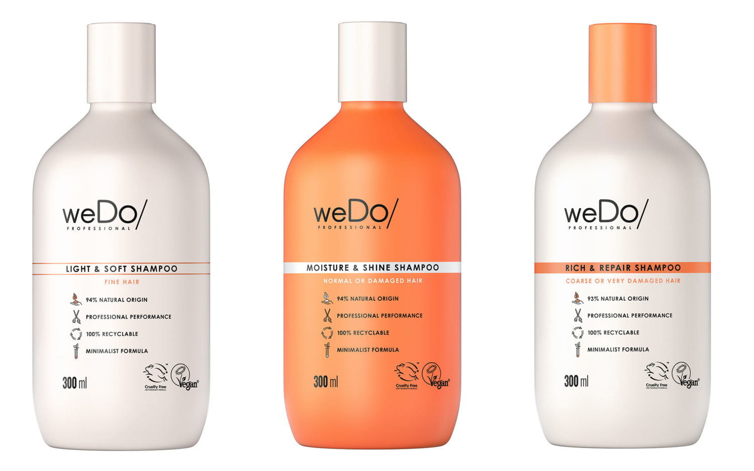 Haarpflege von weDo/ Professional: vegan, tierversuchsfrei, nachhaltig